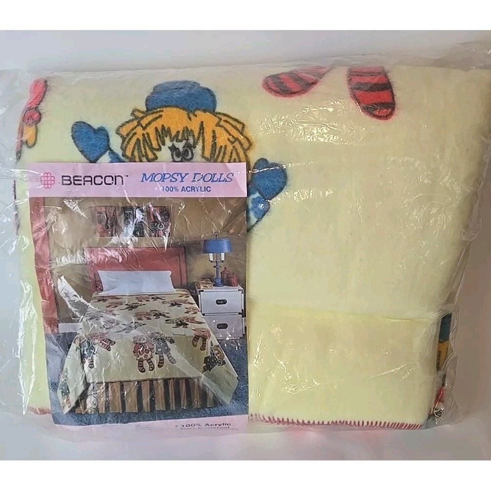 True Vintage 70's Beacon Blanket Mopsy Dolls Twin Size 66" x 90" New‎ Open Clown